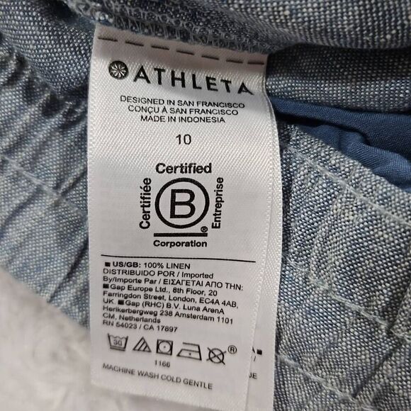 Athleta Retreat Linen Jogger Size 10 Womens Chambray Blue Drawstring Pull On - Picture 9 of 9